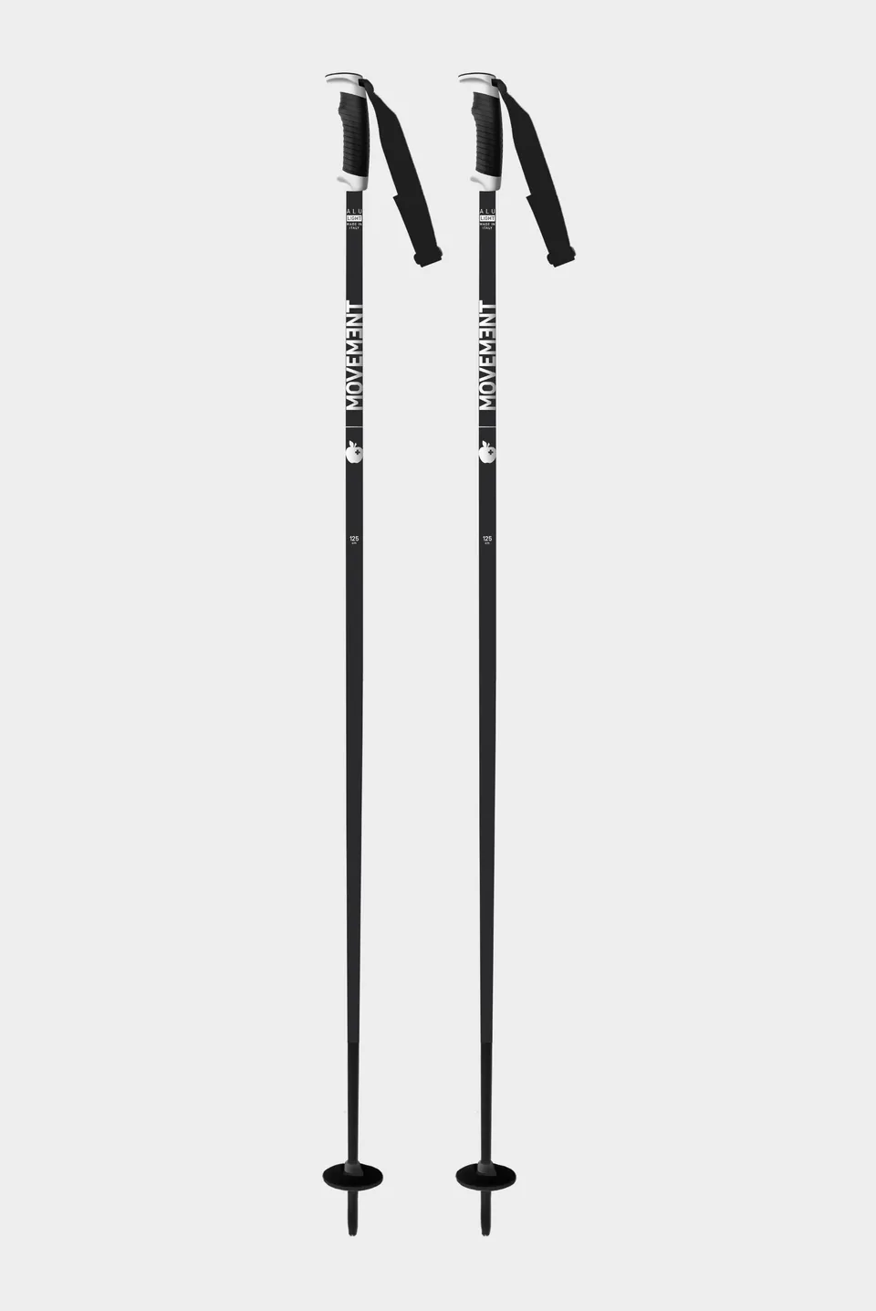 Bâton Movement Branded Alu 18 mm, 100-135 cm, noir ou blanc