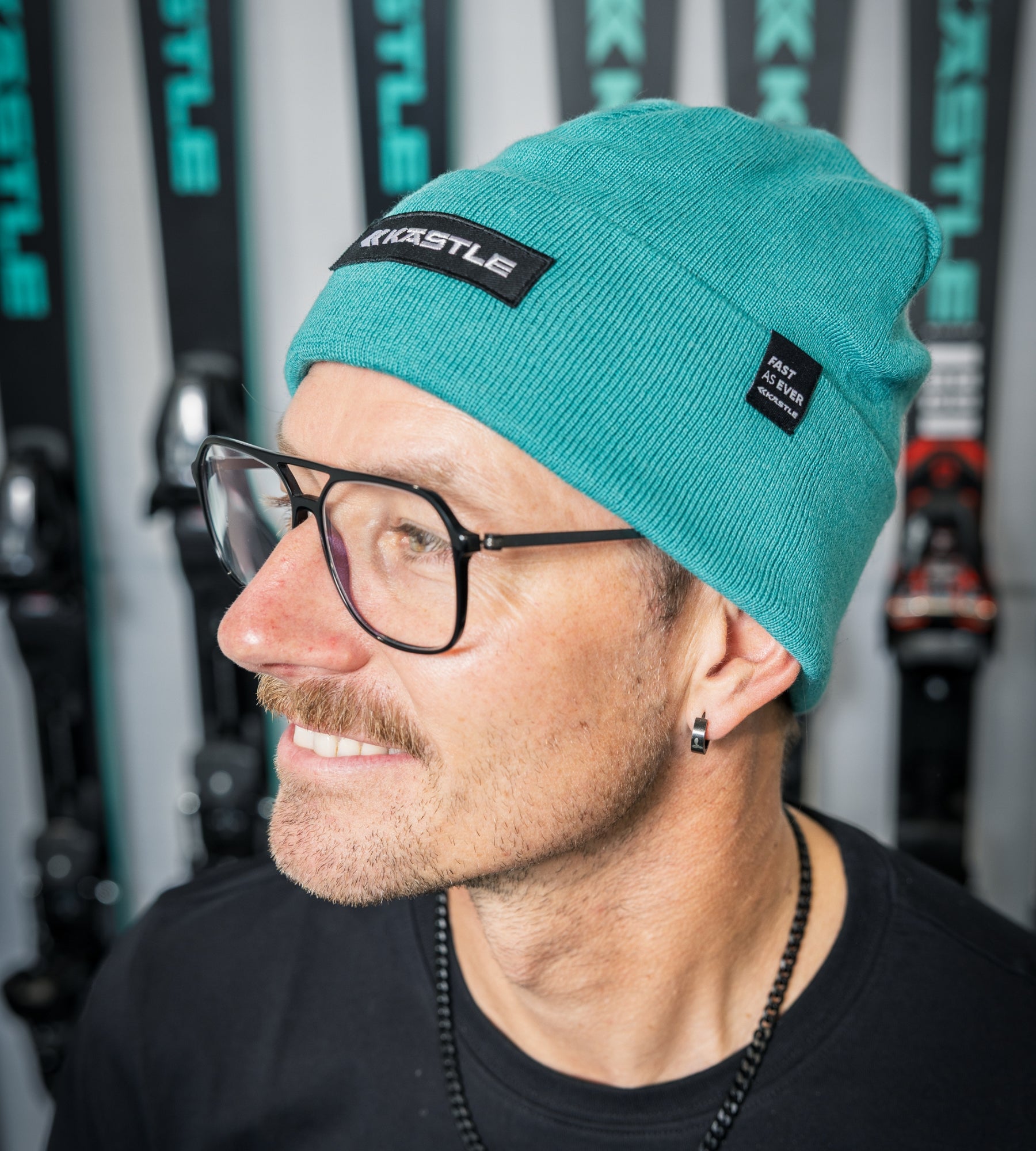 Kastle Logo Patch Beanie bonnet ski merino noir