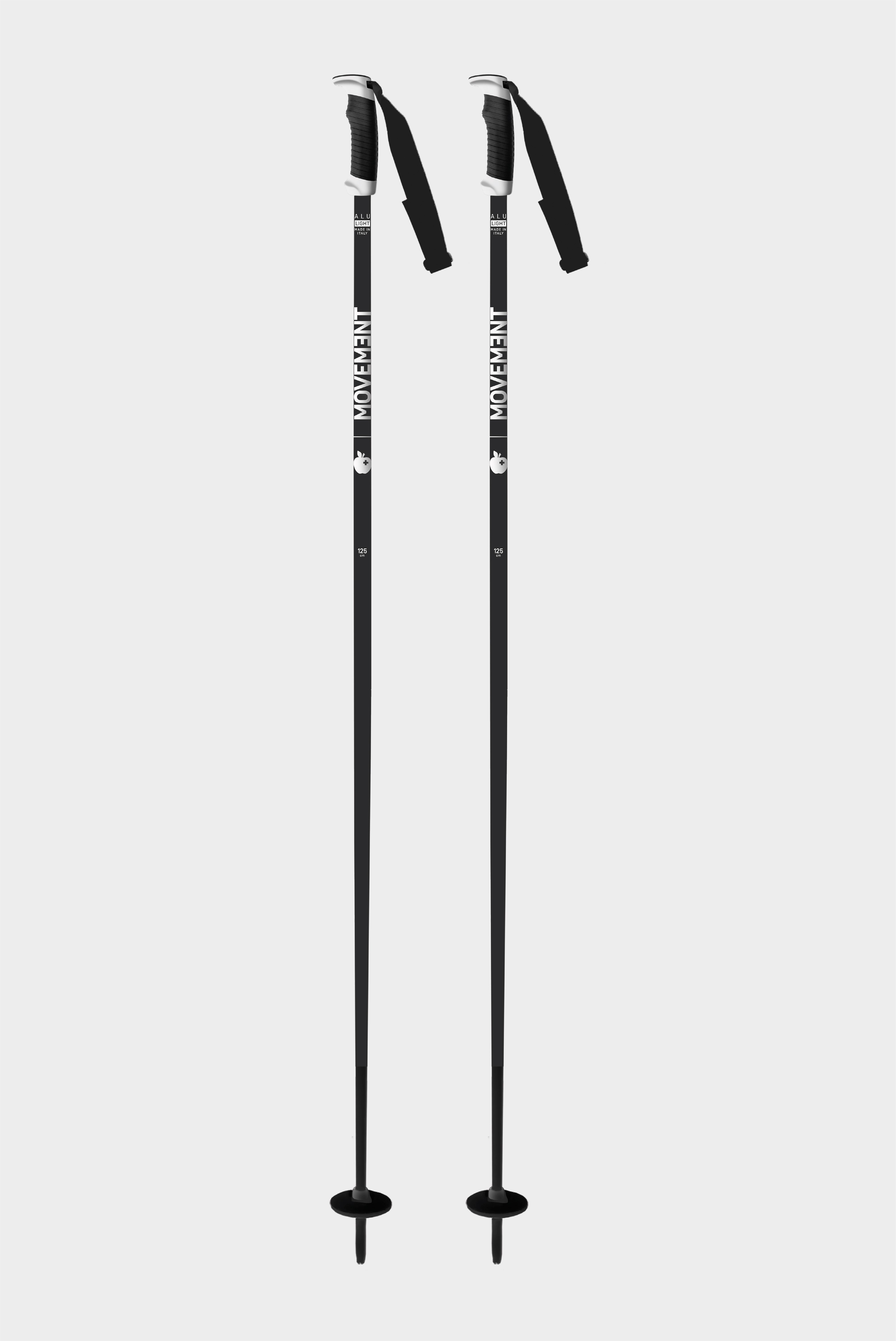 Bâton Movement Branded Alu 18 mm, 100-135 cm, noir ou blanc