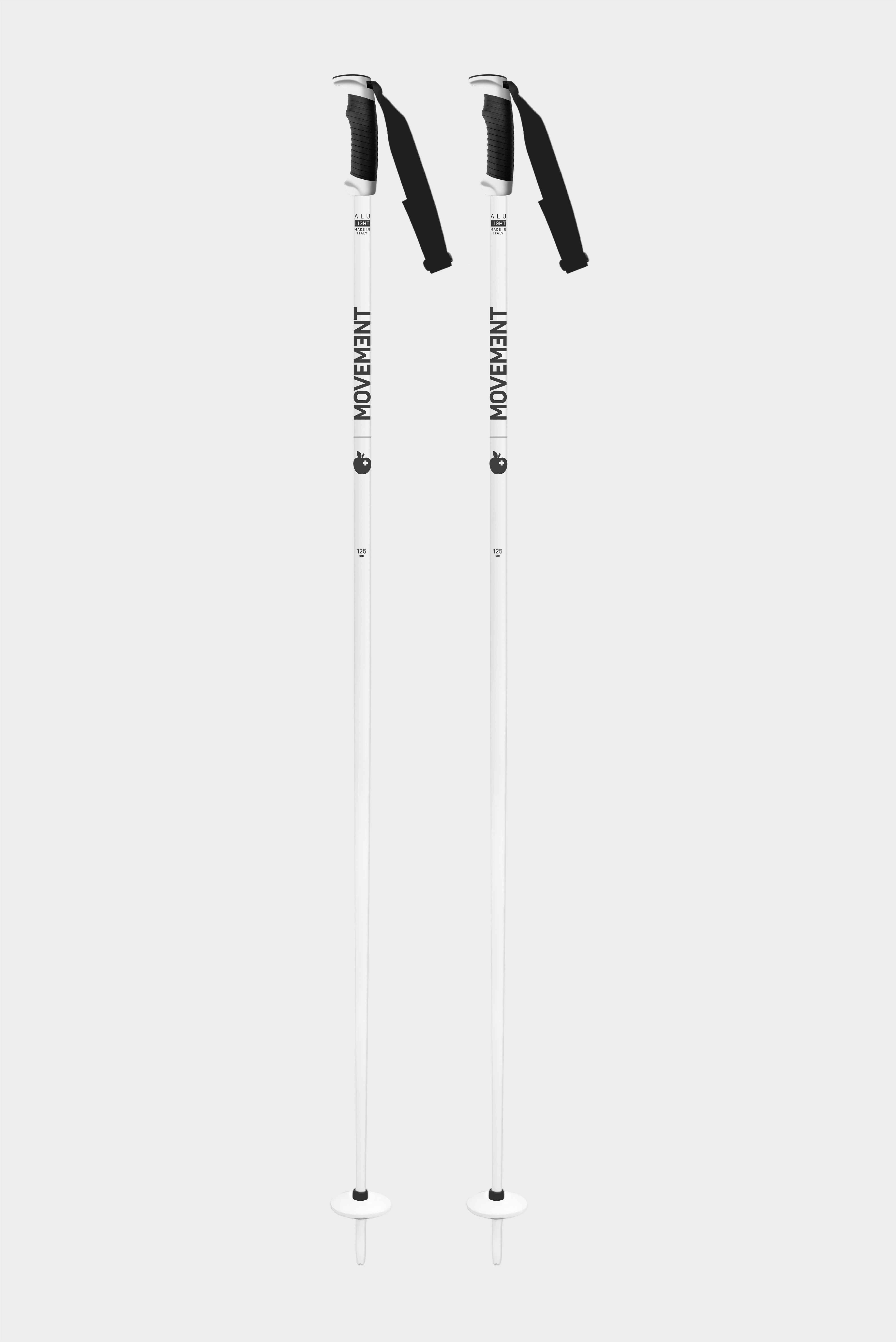 Bâton Movement Branded Alu 18 mm, 100-135 cm, noir ou blanc