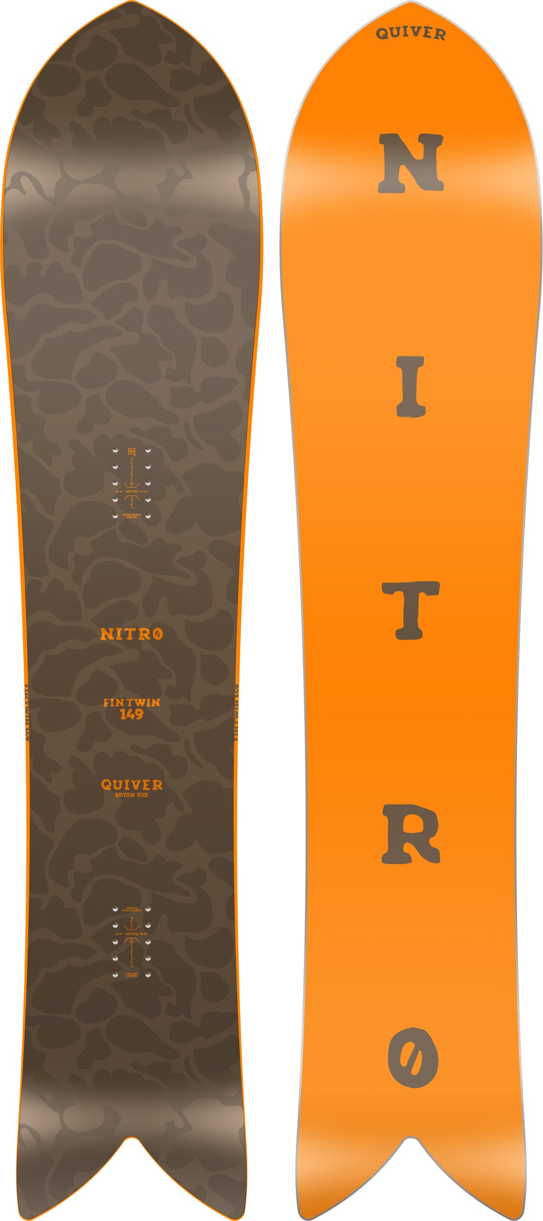 Nitro Fintwin 154W planche snowboard swallowtail poudreuse