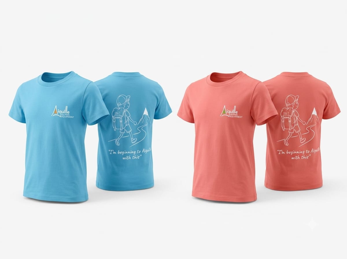 Aiguille T-shirt enfant coton bleu corail outdoor