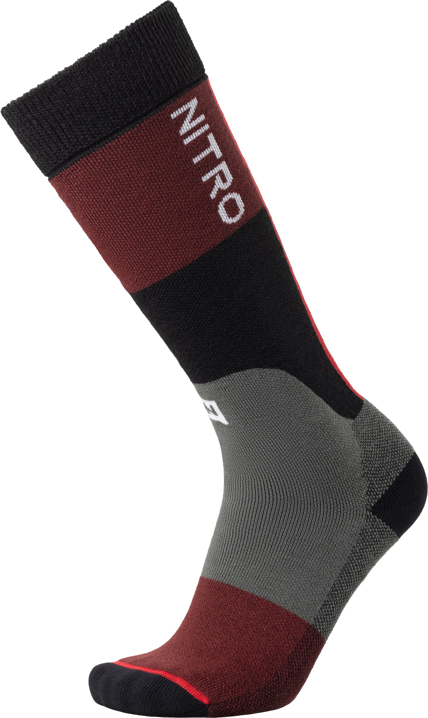Nitro Cloud 5 Chaussettes snowboard Charcoal-Black-Red + attribut