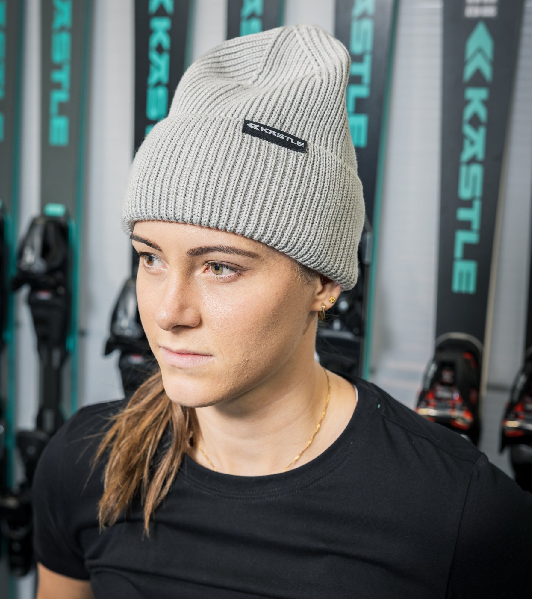 Kästle Rib Beanie bonnet ski noir 50% laine