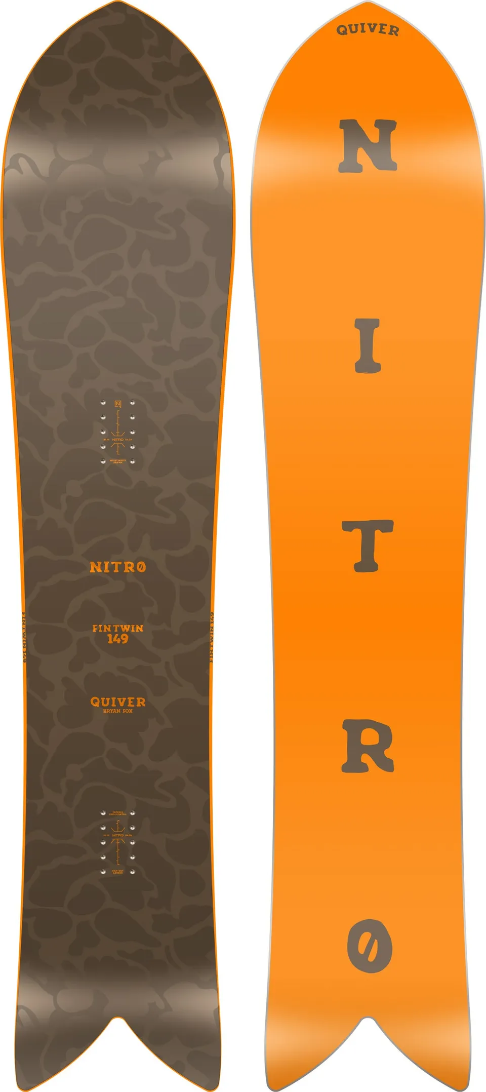 Nitro Fintwin 154W planche snowboard swallowtail poudreuse