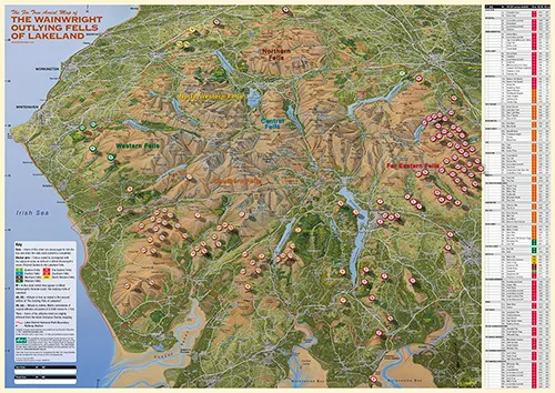 Wainwright Outlying Fells carte Lake District A2