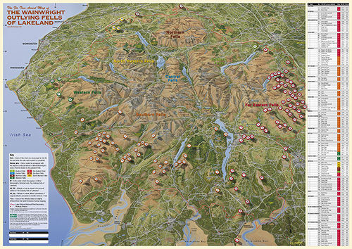 Wainwright Outlying Fells carte Lake District A2